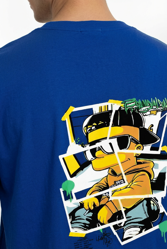 THE RITUAL – Graffiti Hustler Graphic t shirt Oversized T - BLUE OVERSIZED T Shirt