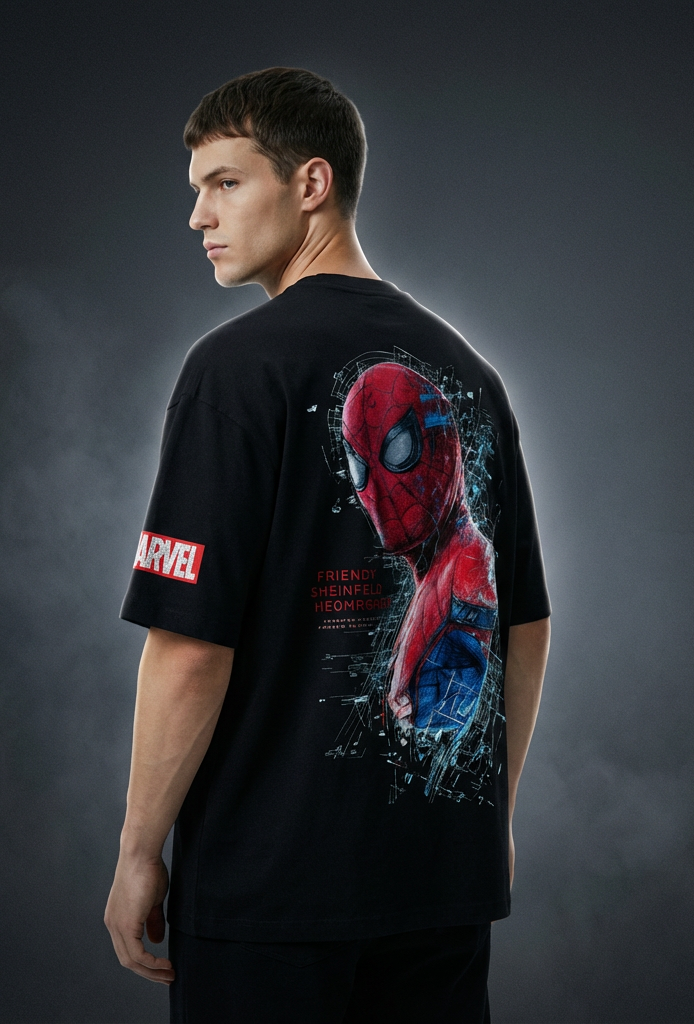 MARVEL THE RITUAL Black Oversized Graphic T-Shirt for Men
