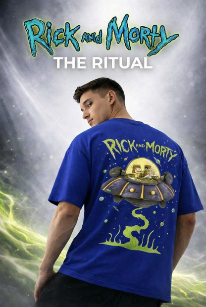 Rick and Morty Spaceship Graphic T-Shirt – Blue Oversized Streetwear Tee