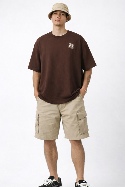 THE RITUAL Grateful Skull Graphic Oversized T-Shirt – Premium Brown Streetwear