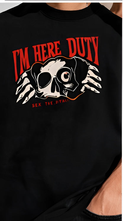 THE RITUAL “I’m Here Duty” Skull Graphic Oversized T-Shirt
