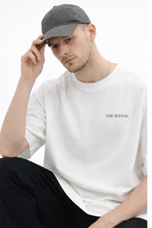THE RITUAL Small Camera Big Story Graphic Oversized T-Shirt – Premium White Streetwear