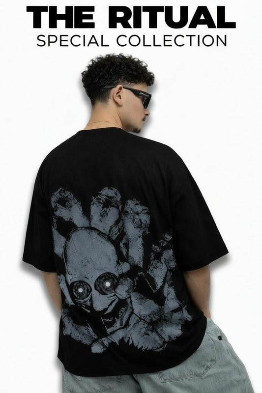 THE RITUAL “HAUNTED CORE” Oversized Back Graphic T-Shirt – Black