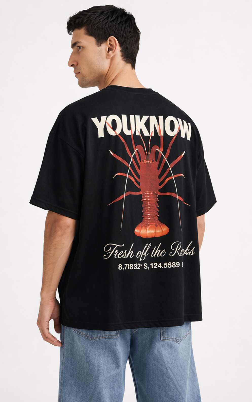 THE RITUAL “Fresh Off The Rocks” Lobster Graphic Oversized T-Shirt – Premium Black Streetwear