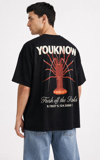 THE RITUAL “Fresh Off The Rocks” Lobster Graphic Oversized T-Shirt – Premium Black Streetwear