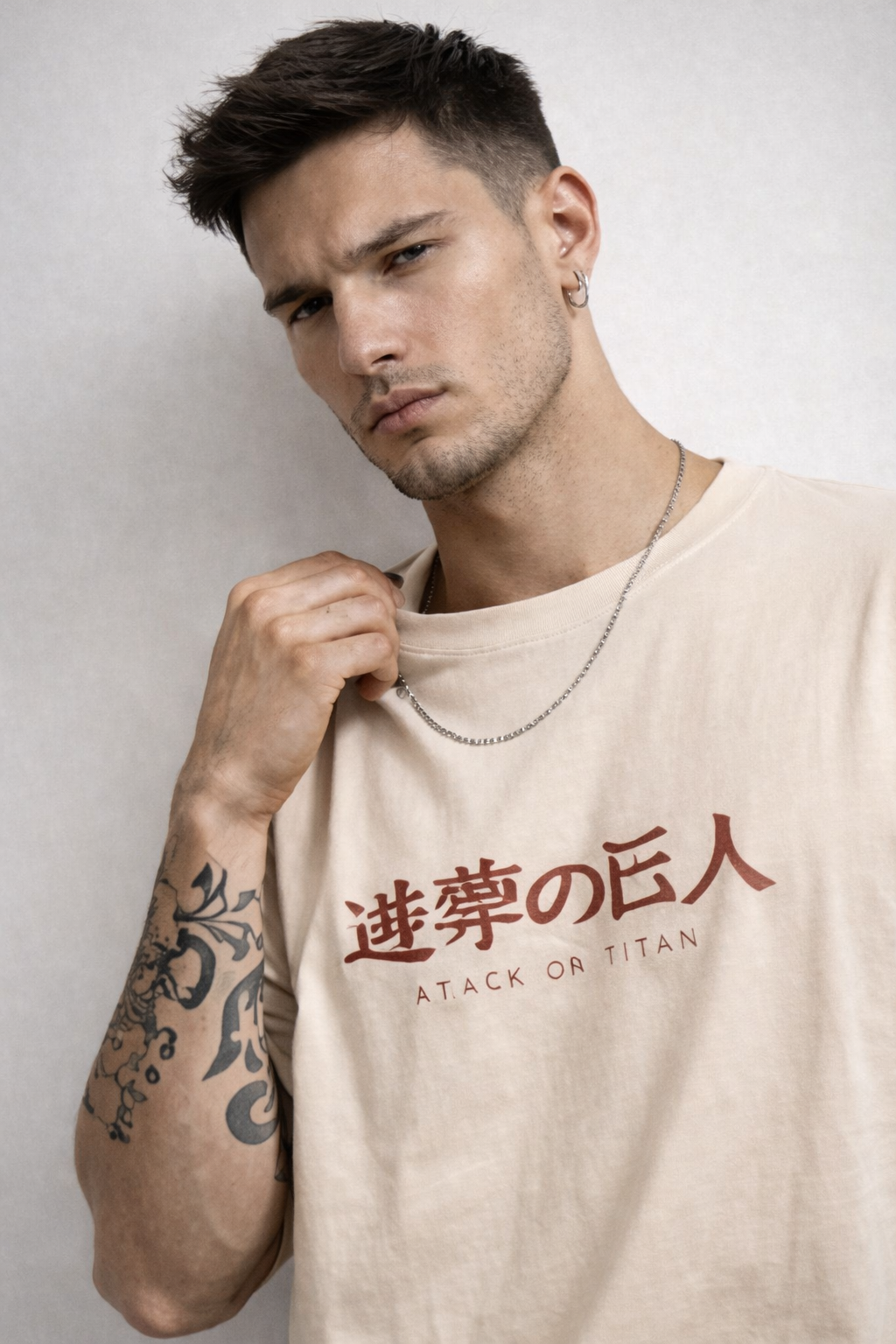 THE RITUAL “Titan Rage” Back Graphic Oversized T-Shirt – Sand Beige