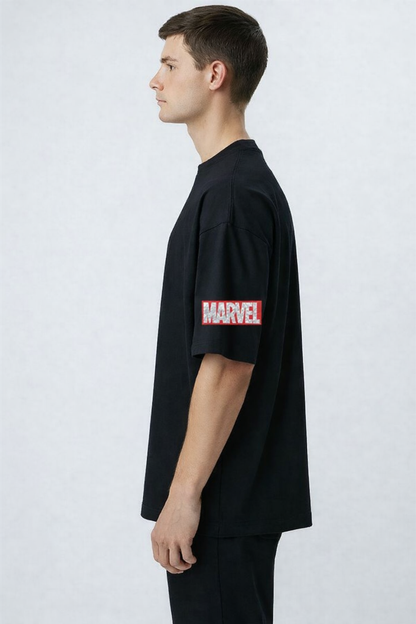 MARVEL THE RITUAL Black Oversized Graphic T-Shirt for Men