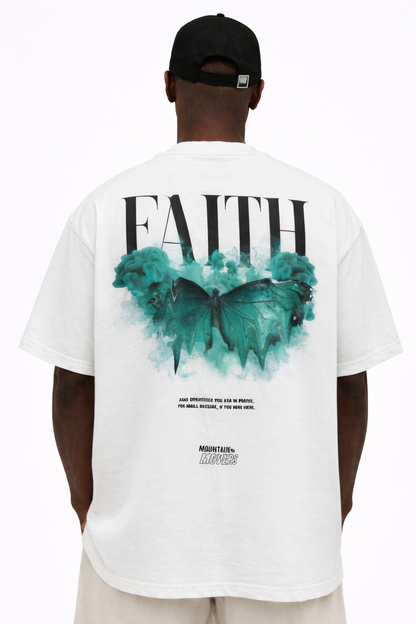 THE RITUAL “FAITH BUTTERFLY” Oversized Back Print T-Shirt – Off White