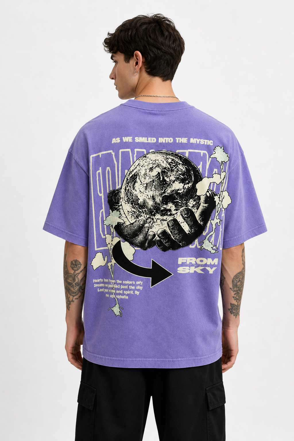 THE RITUAL “From Sky” Cosmic Graphic Oversized T-Shirt – Premium Lavender Streetwear