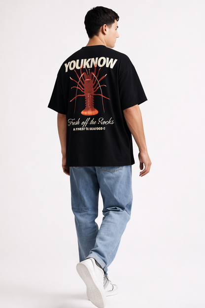 THE RITUAL “Fresh Off The Rocks” Lobster Graphic Oversized T-Shirt – Premium Black Streetwear