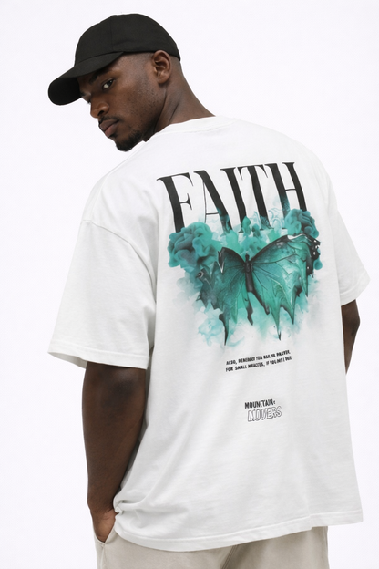 THE RITUAL “FAITH BUTTERFLY” Oversized Back Print T-Shirt – Off White