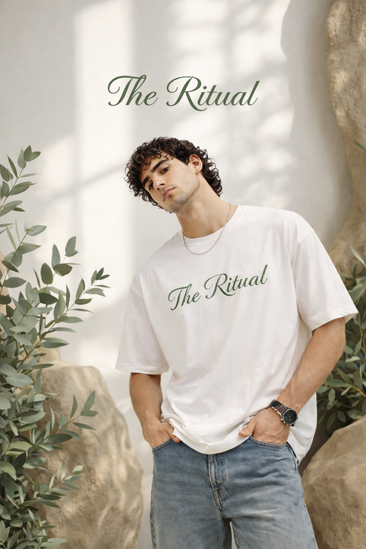 THE RITUAL Signature Script Oversized T-Shirt – Off White Edition