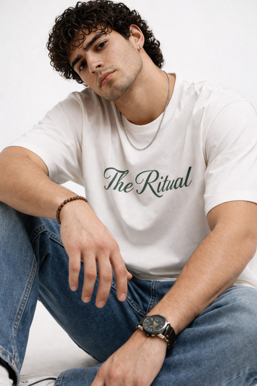 THE RITUAL Signature Script Oversized T-Shirt – Off White Edition