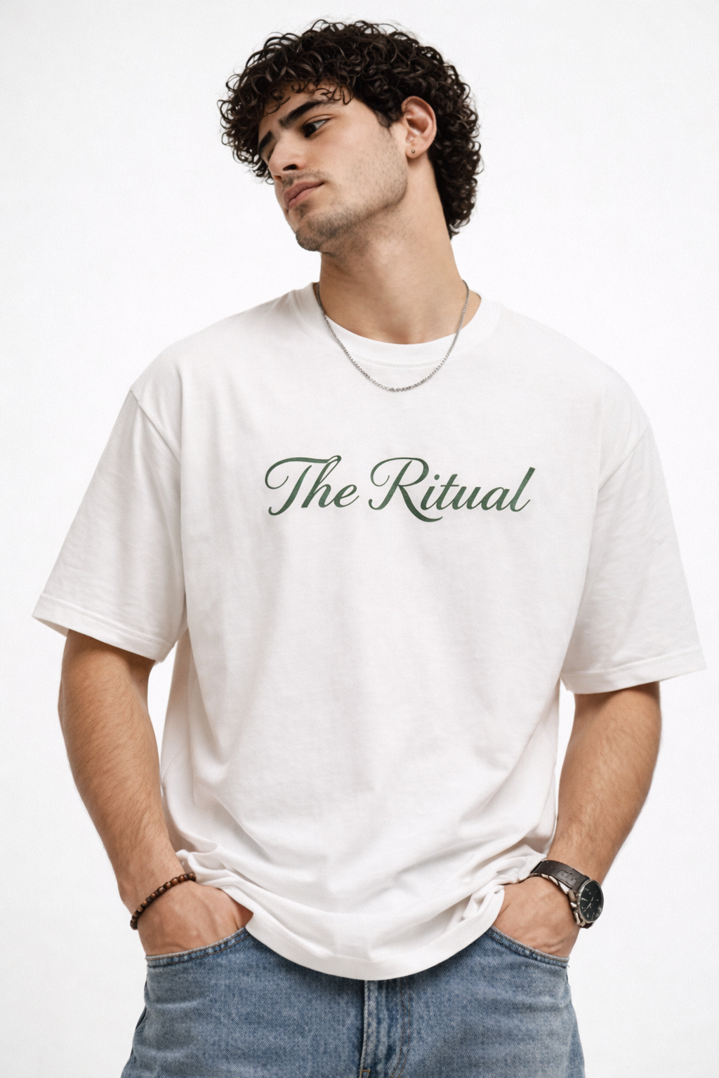 THE RITUAL Signature Script Oversized T-Shirt – Off White Edition