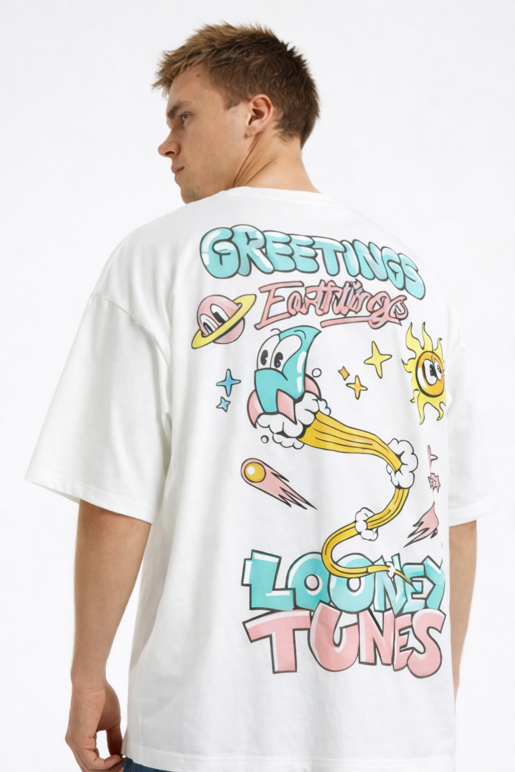 THE RITUAL Greetings Earthlings Graphic Oversized T-Shirt – Premium White Streetwear