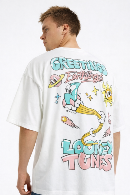 THE RITUAL Greetings Earthlings Graphic Oversized T-Shirt – Premium White Streetwear