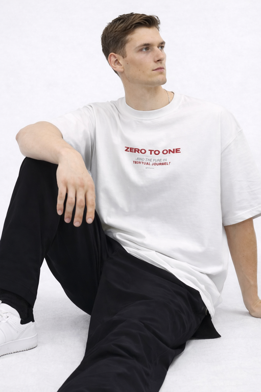 THE RITUAL Zero To One Typography Oversized T-Shirt – Premium White Streetwear