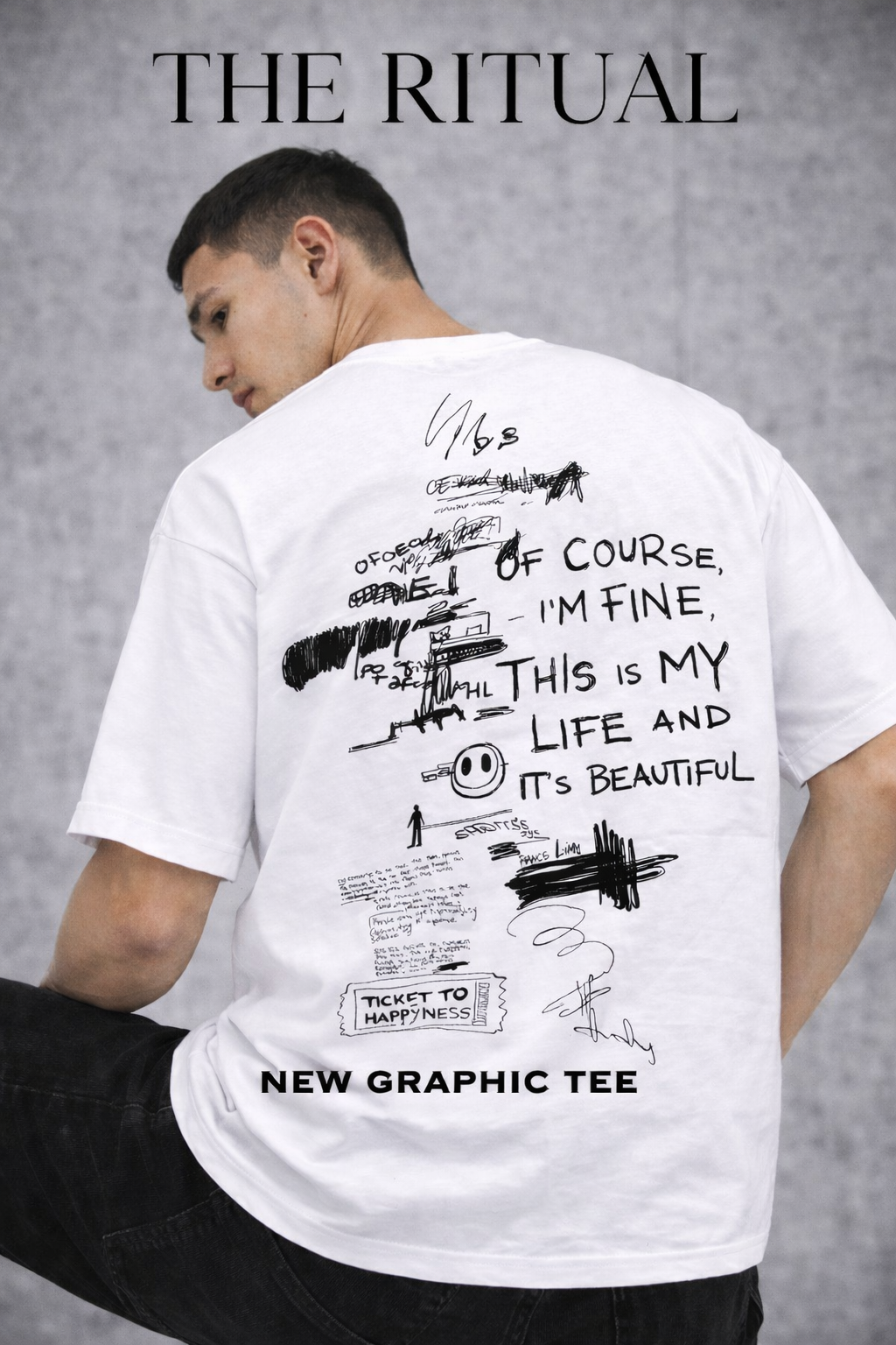 THE RITUAL “This Is My Life” Back Graphic Oversized T-Shirt