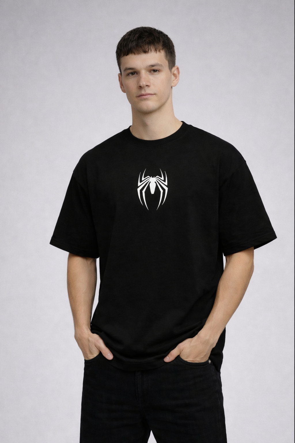 MARVEL THE RITUAL Black Oversized Graphic T-Shirt for Men