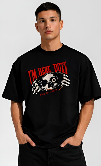 THE RITUAL “I’m Here Duty” Skull Graphic Oversized T-Shirt