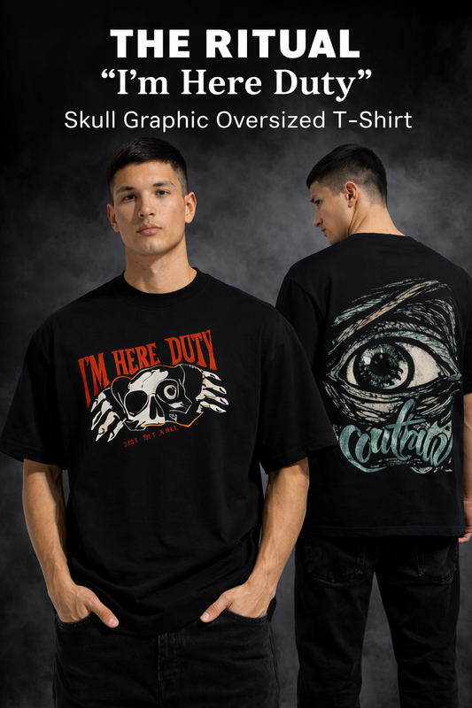 THE RITUAL “I’m Here Duty” Skull Graphic Oversized T-Shirt