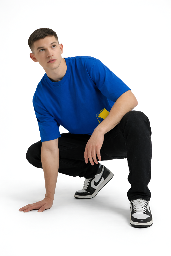 THE RITUAL – Graffiti Hustler Graphic t shirt Oversized T - BLUE OVERSIZED T Shirt