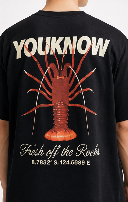 THE RITUAL “Fresh Off The Rocks” Lobster Graphic Oversized T-Shirt – Premium Black Streetwear