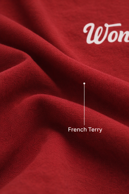 THE RITUAL Wondertry Typography Oversized T-Shirt – Premium Red Streetwear