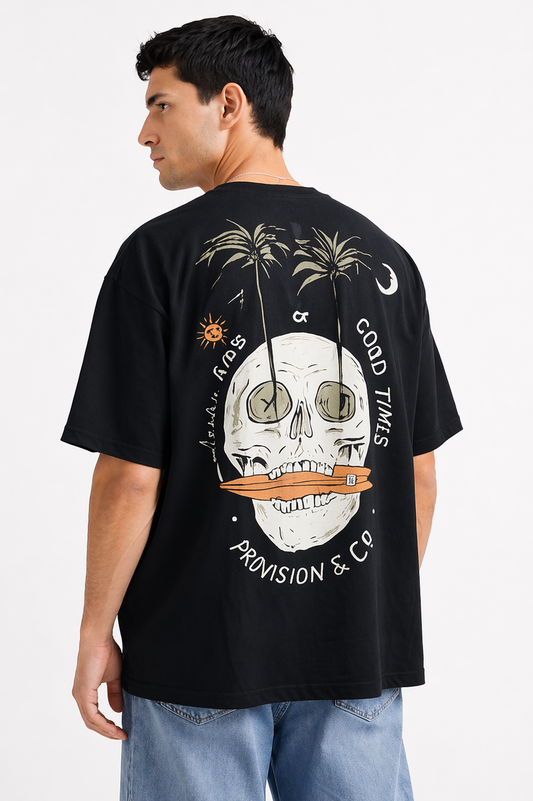 THE RITUAL “Sun & Skull” Graphic Oversized T-Shirt – Premium Black Streetwear