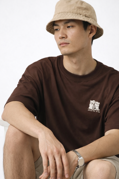 THE RITUAL Grateful Skull Graphic Oversized T-Shirt – Premium Brown Streetwear