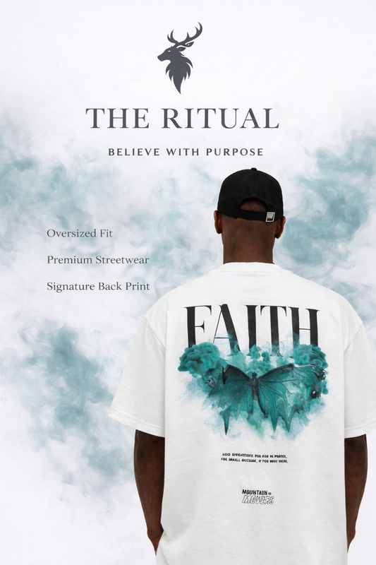 THE RITUAL “FAITH BUTTERFLY” Oversized Back Print T-Shirt – Off White
