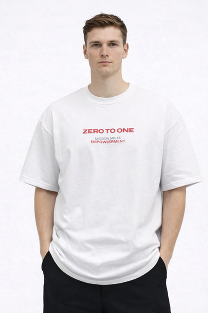 THE RITUAL Zero To One Typography Oversized T-Shirt – Premium White Streetwear